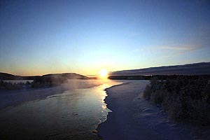 Winterlandschaft bei eisigen Temperaturen